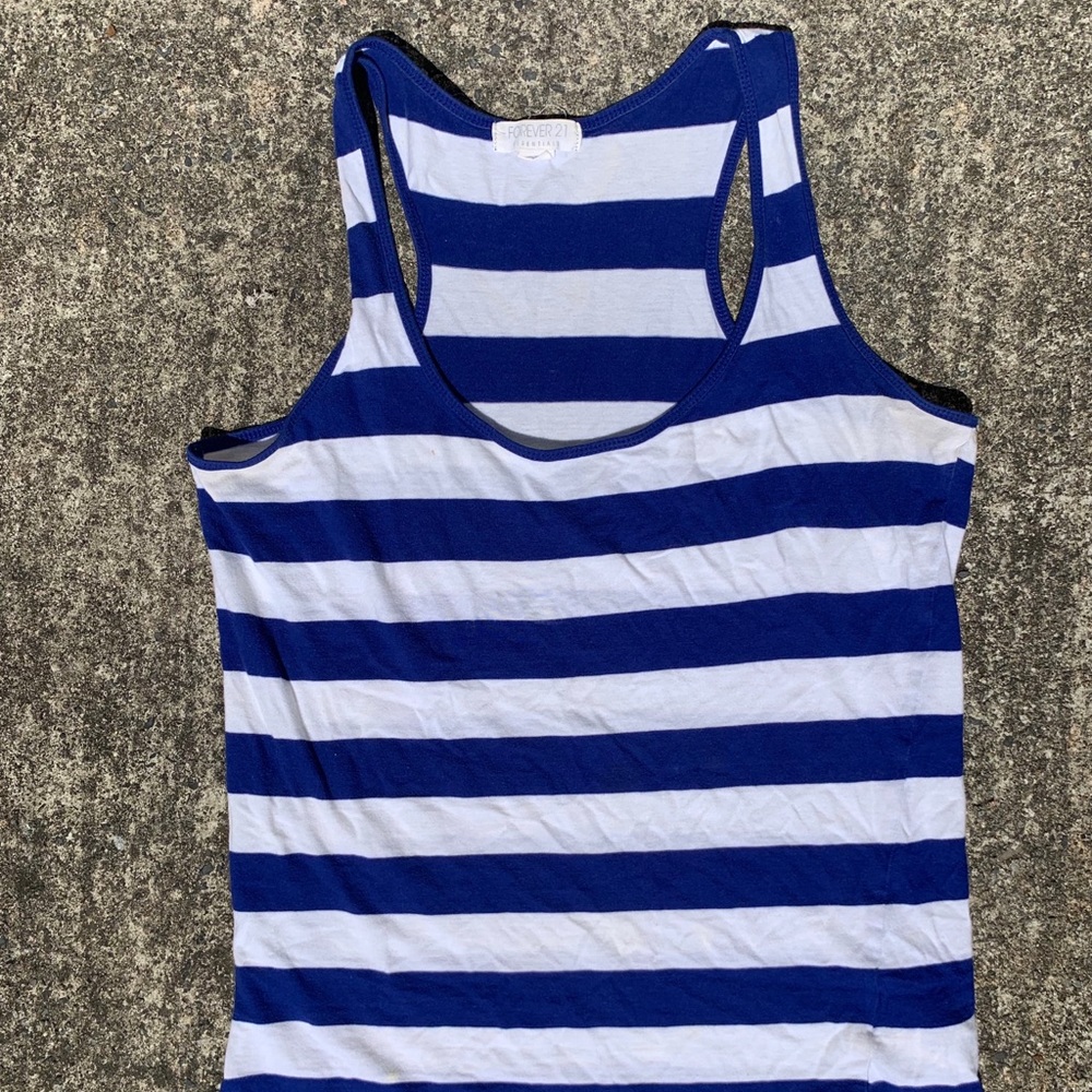 STRIPED BLUE AND WHITE TANK TOP